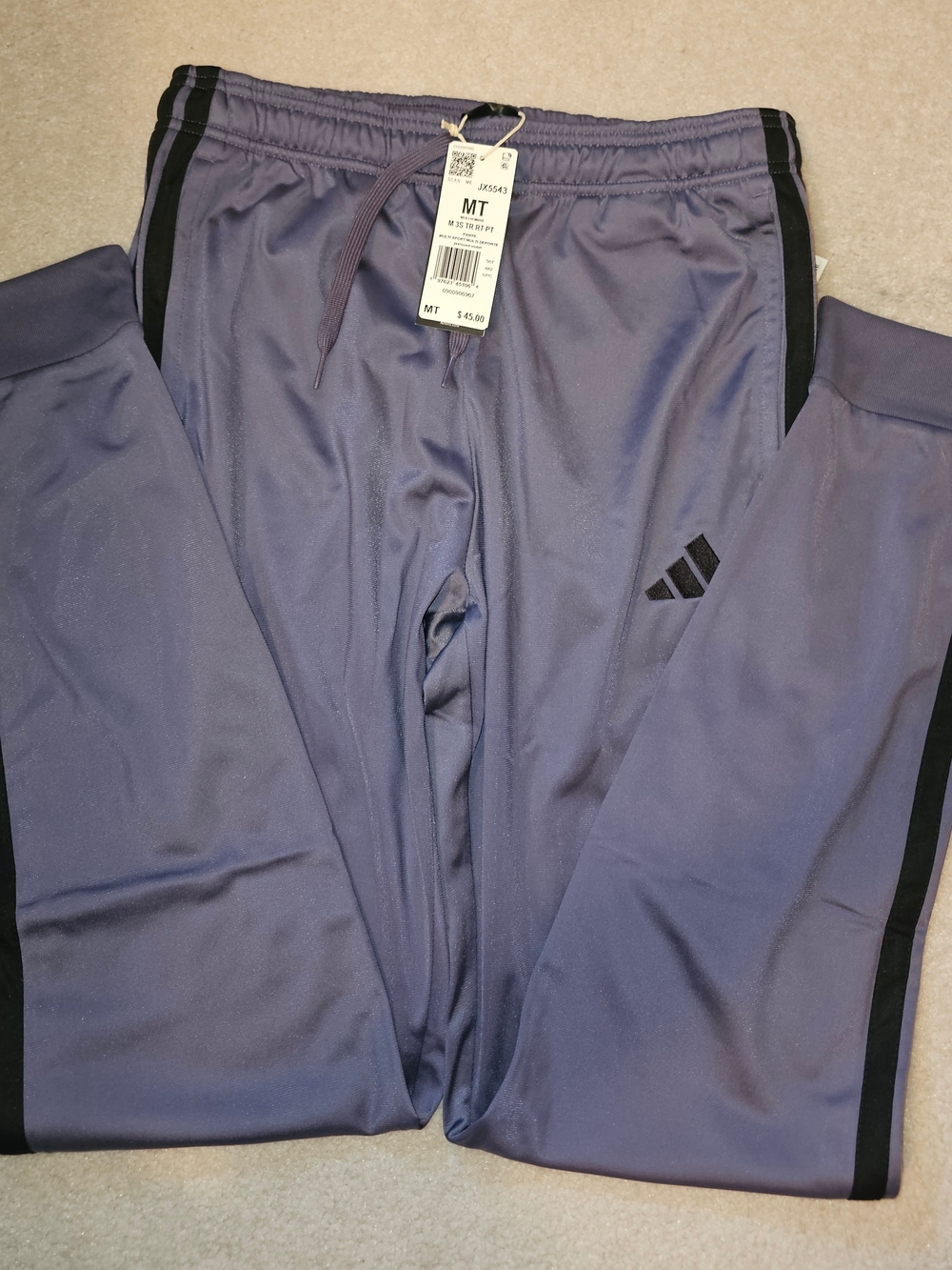 adidas Mens MediumTall Purple Jogger Sweatpants with Black Trim
